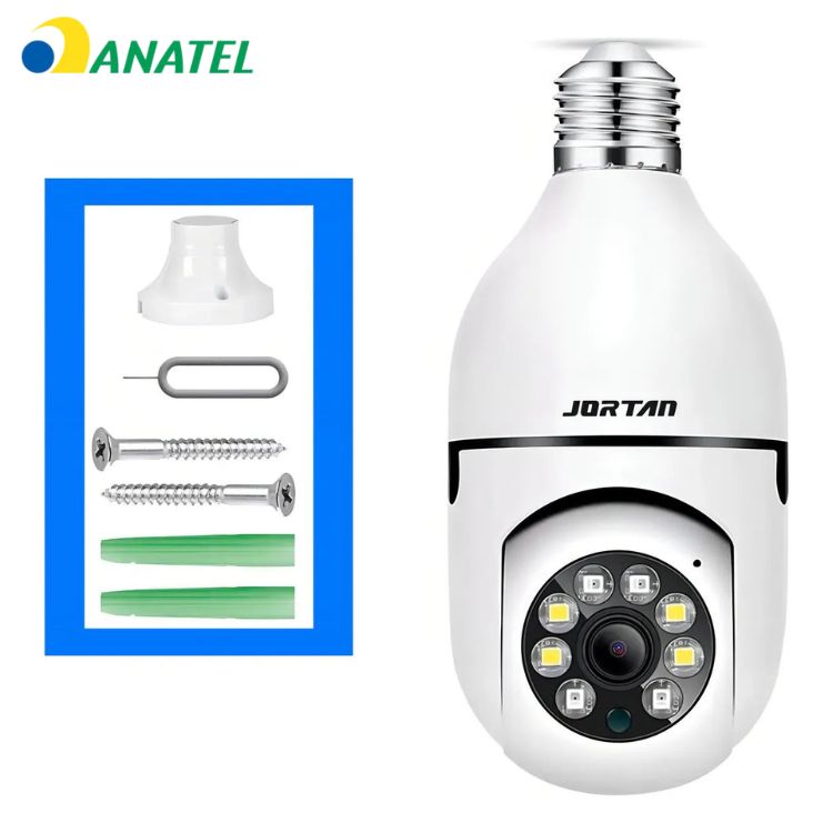 Câmera de Segurança Wi-Fi Jortan 360° Visão Noturna - 1 ano de Garantia